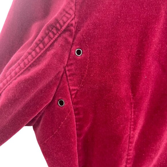 American Eagle Outfitters Velvet Wine Blazer L Adjust Sides Button Cuffs Pockets - Picture 7 of 16